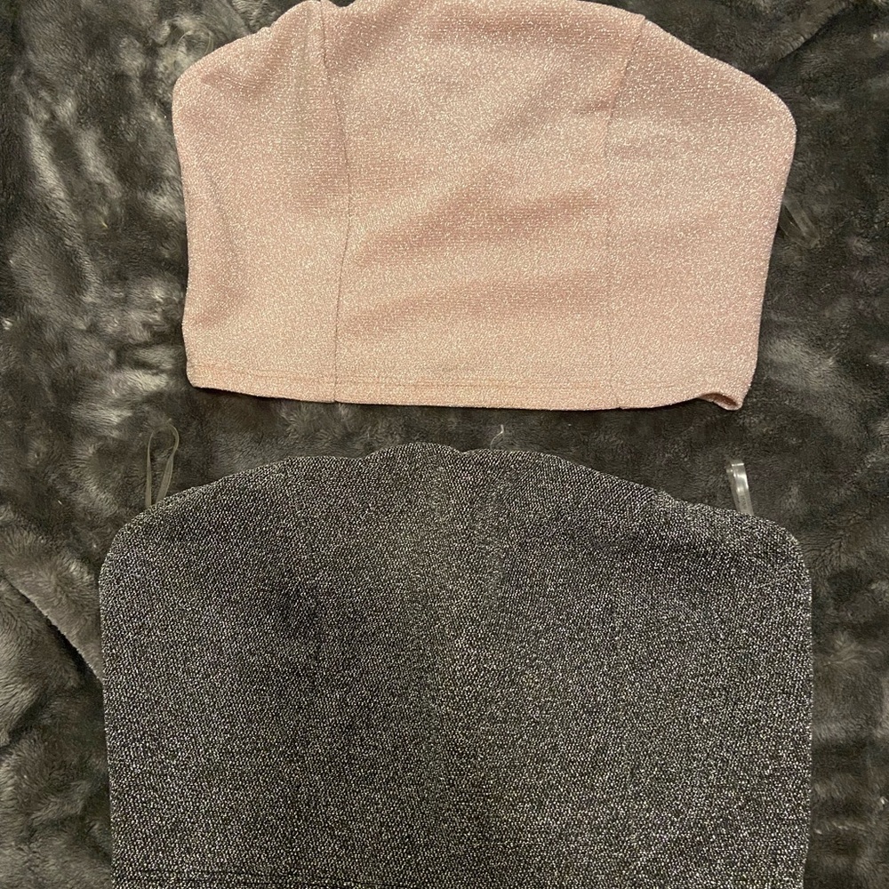 2 for $9 Shimmer Tube Tops - Black/Pink